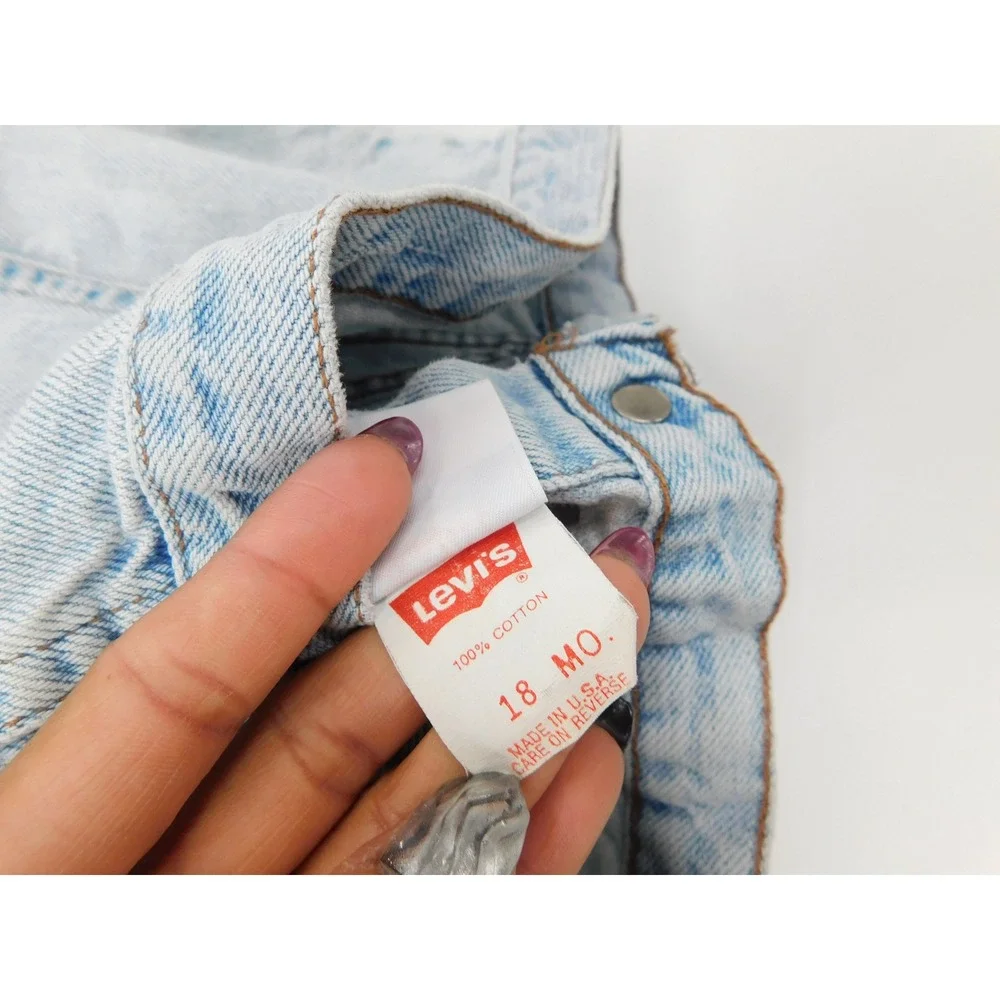 Vintage Levis Baby Girl Denim Jacket Light Wash Distressed Size‎ 18 Months